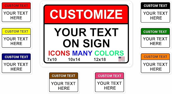 Custom Signs Outdoor Metal 24x18 for Home Office Business, Personalized, Door, Porch, Delivery, Man Cave, Shop, Garage, Street. For Outside. Our Metal Signs Are UV Printed Solid Aluminum