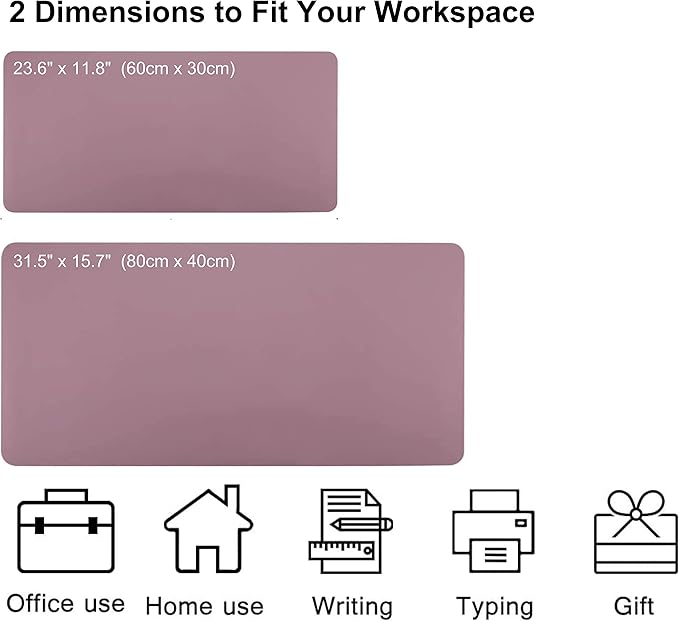 SUJAYU Dual Sided PU Leather Desk Pad, Mouse Pad, Office Desk Mat, Non-Slip Laptop Desk Pad, Waterproof Desk Writing Pad for Office and Home (23.6" x 11.8", Pink+Purple)