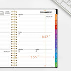 SUNEE 2026 Weekly and Monthly Planner - from January 2026 - December 2026, Daily Agenda Planner with Monthly Tab, Flexible Cover, Note Pages, Pockets, Bookmark, Spiral Binding, Black, 6.4" x 8.3"