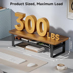 NestNeat Monitor Stand Riser, 24 Inch Computer Monitor Stand for Desk, 2-Tier Wood Desk Shelf Organizer with Storage, Desktop Stand for Laptop/Screen/PC/Printer, Ergonomic Home Office Monitor Stand