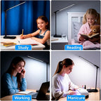 Ddlisu LED Desk Lamp with USB Charging Port, 5 Color Modes 10 Brightness, Dual Swing Arm Dimmable Desk Lamps for Home Office Nail Dorm (Black)