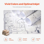 VEVOR 24 in x 150 ft Plotter Paper, 6 Rolls, 20 LB Bond, Architectural D/E, 2496 Sheets, White, Uncoated, Biodegradable, 94% Opacity, Ideal for CAD, Engineering, GIS Maps & Architectural Designs