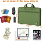 5200℉ Fireproof Accordion File Organizer with Lock, Thickened Document Organizer 13 Pocket with Zipper & Labels, Important Document Organizer, Expanding File Folder with Handle for Letter A4 (Green)