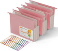 Extra Capacity Hanging File Folders, 3.15" Reinforced Wheat Straw Expanding Hanging Folder Letter Size, Heavy Duty for Filing Cabinets, File Organizer for Office & Home-Strawberry Pink-3 Packs