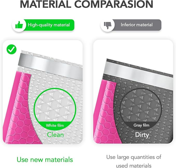 Fuxury Hot Pink Bubble Mailers 10.5x16 Inch 250 Pack, Self Seal Adhesive Waterproof Padded Envelopes, Cushioning Shipping Bags, Padded Mailers for Mailing, Packaging, Small Business Supplies, #5