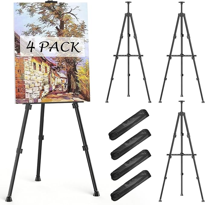 Easels for Painting Canvas, Aredy 66" Art Easel for Drawing, Portable Painting Easel Stand, Metal Table Top Easel (4 Pack)