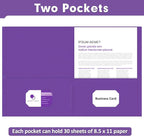 Two Pocket Folders, PANDRI 30 Pack 2 Pocket Folders, Letter Size Paper File Folder for School Office Home Business, Purple