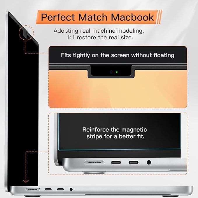 Privacy Screen for MacBook Pro 14 Inch 2021-2025 M5/ M4 /M4 Pro /M4 Max /M3 /M3 Pro /M3 Max /M2 Pro /M2 Max /M1 Pro /M1 Max, Magnetic Removable Anti Blue Light Glare Screen Protector