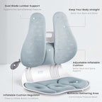 ZZWS Foldable Ergonomic Back Support with Adjustable Inflatable Lumbar Cushion, Posture Corrector for Desk Chairs, Comfortable Lumbar & Seat Cushion for Lower Back Pain Relief