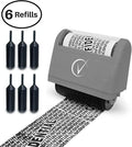 Vantamo Identity Theft Protection Roller Stamp for Hiding Sensitive Information, Wide Confidential Stamp with 6 Ink Refill, Security Stamp Roller for Identity Theft Prevention, Classy Gray