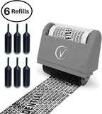 Vantamo Identity Theft Protection Roller Stamp for Hiding Sensitive Information, Wide Confidential Stamp with 6 Ink Refill, Security Stamp Roller for Identity Theft Prevention, Classy Gray