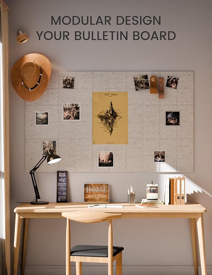 Fluxynara Large Felt Bulletin Board 36" x 24"Cork Board Alternative-6 Pack with 40 Safe Removable Adhesive Tabs, Cork Boards for Walls Cork Board for Home Office Classroom Pin Board-Marble Gray