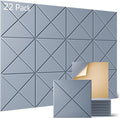 Sonicism 22 Pack X-Lined Acoustic Panels with Self-Adhesive, 12"X 12"X 0.4" Sound Proof Foam Panels, Decorative Soundproof Wall Panels, Sound Absorbing Tile for Home & Offices, Smoky Gray
