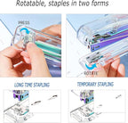 Gawsey Desk Organizers and Accessories Set with 360-Degree Rotating Pen Holder, Acrylic Stapler, Tape Holder, Staple Remover, Binder/Paper Clips Kit, Scissor and 1 Box of Staples
