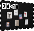 Mooliwe Scalloped Felt Bulletin Board 24 x 18 Inches Foldable Black Pin Cork Board Alternative for Wall, 2' x 1.5' Trifold Picture Vision Self Adhesive Bulletin Decorative