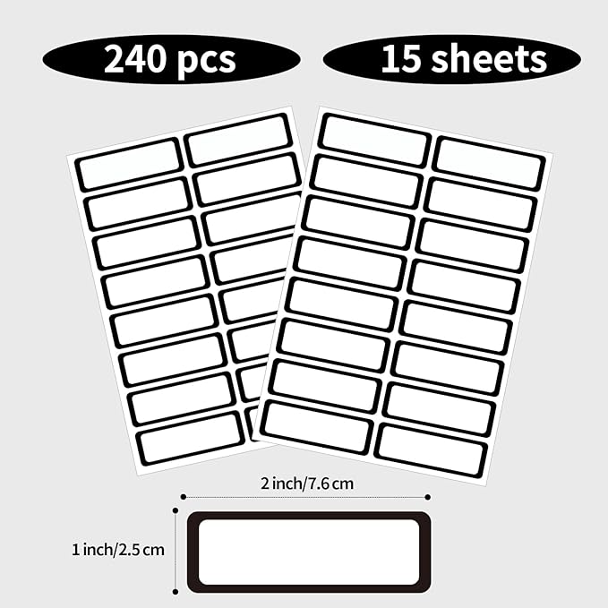 STARLIBOO Removable Freezer Labels Stickers, Blank Freezer Labels for Food Containers, 1x3 Inch Waterproof Label (Black Border,240 Labels)