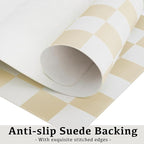 Ohocut Checkered Desk Mat, Large Cute Aesthetic Retro PU Leather Computer Laptop Desk Mat, Non-Slip Waterproof Mouse Keyboard Pad, Desk Writing Mat for Work/Home (Beige, 23.6" x 13.7")