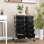 GLACER 10 Drawer Rolling Cart, Storage Cart with Lockable Whieels & Metal Frame, Trolley for Art Craft Oganizer, Mobile Utility Cart for Office, School, Classroom, Kitchen (Black)