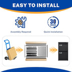 BYNSOE 2 Drawer File Cabinet with Lock Metal Vertical Filing Storage Cabinet Office Home Steel Vertical File Cabinets for A4 Legal/Letter Size Narrow File Cabinet Locked,Assembly Required