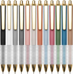 Linbsunne Ballpoint Pens Black Medium Point 1mm Pen with Super Soft Grip Ball Point Pen for Men Women Retractable Pens
