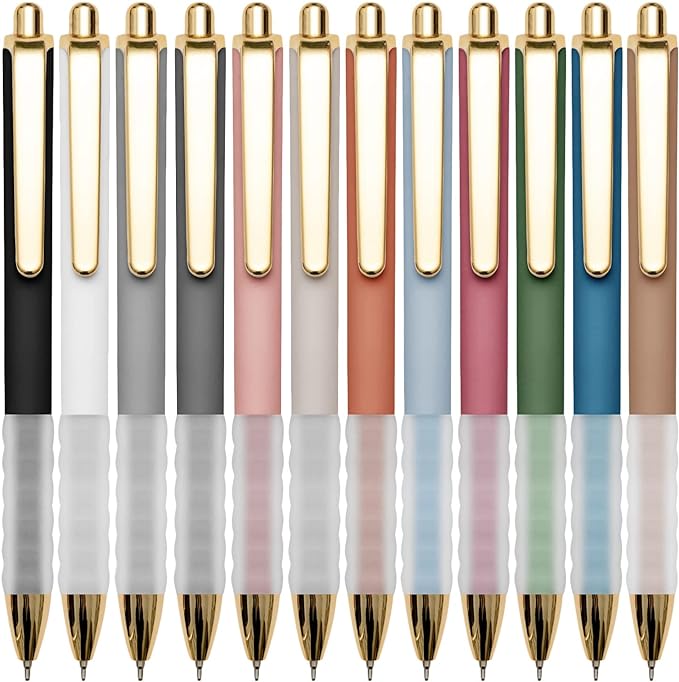 Linbsunne Ballpoint Pens Black Medium Point 1mm Pen with Super Soft Grip Ball Point Pen for Men Women Retractable Pens