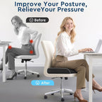 SofterCharm Seat Cushion, Memory Foam Office Chair Cushions for Long Sitting Hours, Chair Pad for Sciatica, Coccyx, Tailbone, Hip Pain & Pressure Relief, Office, Home,Car Seats,Airplane, Black/X-Large