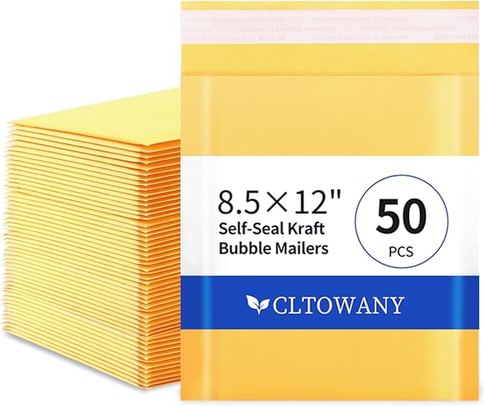 Cltowany Padded Envelopes 8.5×12' Inch 50 Pack padded mailers Self-Sealing Paper Envelopes for Shipping,Mailing,Packaging,Strong Adhesion Envelope Mailers