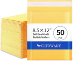 Cltowany Padded Envelopes 8.5×12' Inch 50 Pack padded mailers Self-Sealing Paper Envelopes for Shipping,Mailing,Packaging,Strong Adhesion Envelope Mailers