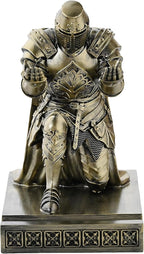 NCQIXIAO Medieval Templar Vanguard Officer Knight Pen Holder Pen Stand Desk Organizers and Accessories Resin Mobile Phone Stand as Gift for Office and Home Desk Organizer (Bronze)