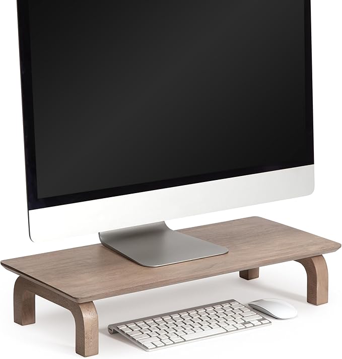 Anji Mountain Monitor Stand - Desktop Organizer & Laptop Riser, Ergonomic Monitor Riser, Space-Saving Monitor Stand for Desk, Durable Construction, Easy Assembly, Ideal for Home & Office,Biscotti
