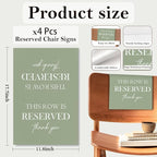 ChissNook Reserved Seating Chair Signs, This Row Is Reserved Pew Cloths Seating Placeholder for Church Pews, Sage Green Wedding Decorations for Reception Parties Event (Sage Green, 4 PCS)