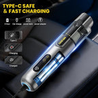 Mr.ego Car Vacuum Cleaner – 100000 RPM Cordless Handheld Vacuum with 20000Pa Suction, 4-in-1 Portable Vacuum Cordless Blower/Inflator, LED Light,Mini Vacuum Cleaner for Car, Office Desk & Home,Silver