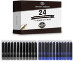 Dryden Designs Fountain Pen - Medium and Fine Nibs | Includes 24 Ink Cartridges and Ink Refill Converter | Calligraphy Pen, Consistent Writing, Smooth Look - Royal Red