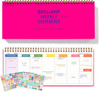 MOSA BEAR Undated Weekly Planner, 60-Week Horizontal Layout Desk Planner Daily To-Do List Pad for Office, Home & School Professionals & Students, Rose Red(5.4" x 12")