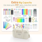Sooez Large Pencil Case Pouch, Extra Big Pencil Bag with 5 Compartments, Pen Bag Wide Opening, Soft Corduroy Pencil Pouch Organizer with Zipper, Cute Aesthetic School Supplies for Girls-Light Blue