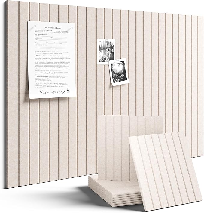 Fluxynara Large Felt Bulletin Board 36" x 24" Cork Board Alternative-6 Pack with 40 Safe Removable Adhesive Tabs, Cork Boards for Walls Cork Board for Home Office Classroom Pin Board (Oatmeal)