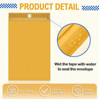 Motipuns 25 Pcs Manilla Envelopes 12 x 16 Inch Large Clasp Envelope Catalog Envelopes with Clasp Closure for Mailing Thick Documents Home, Business, Legal or School Storing Mailing (Golden)