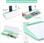 Varhomax Glass Desk Whiteboard with Storage, Desktop Dry Erase White Board to-do List Memo Keyboard Stand for Home Office and School Supplies (Green)