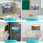 SUPEASY Magnetic File Holder, 6 Pack File Folder Organizer, Wall File Organizer, No Drilling Paper Document Holder & Binder Holder for Home / Office (with Label Panel, 14 * Adhesive Wall Hook)