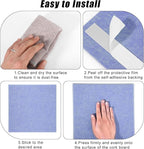 Large Cork Board 36" x 24", 6 Pack Felt Wall Tiles with Colored Pushpins, Bulletin Board with Removable Self-Adhesive Strips, Pin Board Cork Boards for Walls Office Home-Gray Blue