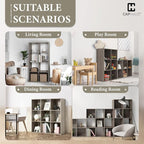 CAPHAUS Sturdy Room 13-Inch Cube Storage Organizer Shelf, with Extra Thick Exterior Edge, Open Storage Shelf Divider, Bookcase, 6-Cube / 8-Cube / 9-Cube, Colors Available in Rustic Grey Oak and White
