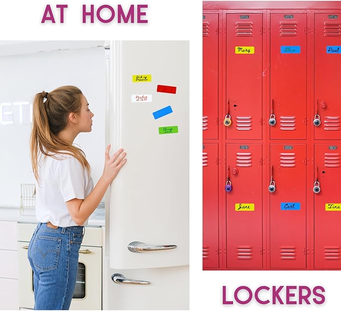 Availey 40 Pieces (3 x 2) - Full Colored Magnetic Dry Erase Labels - Reusable Strips for Classroom Home Office Garage Refrigerator Blank Writable Erasable Cards Name Tags Students Locker Shelf