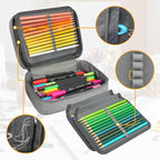 Number-one Large Capacity Pencil Case, 72 Slots Colored Pencil Pouch Bag Portable Pencil Holder Stationery Organizer with Compartments for Office and Travel, Grey