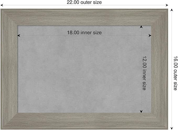 Amanti Art Grey Framed Magnetic Board 16x22 Small Vision Board for use with Magnets, 100% Metal Sheet to Display Items as Office Decor or for Home Organization in mudroom, Kitchen or Kids Room
