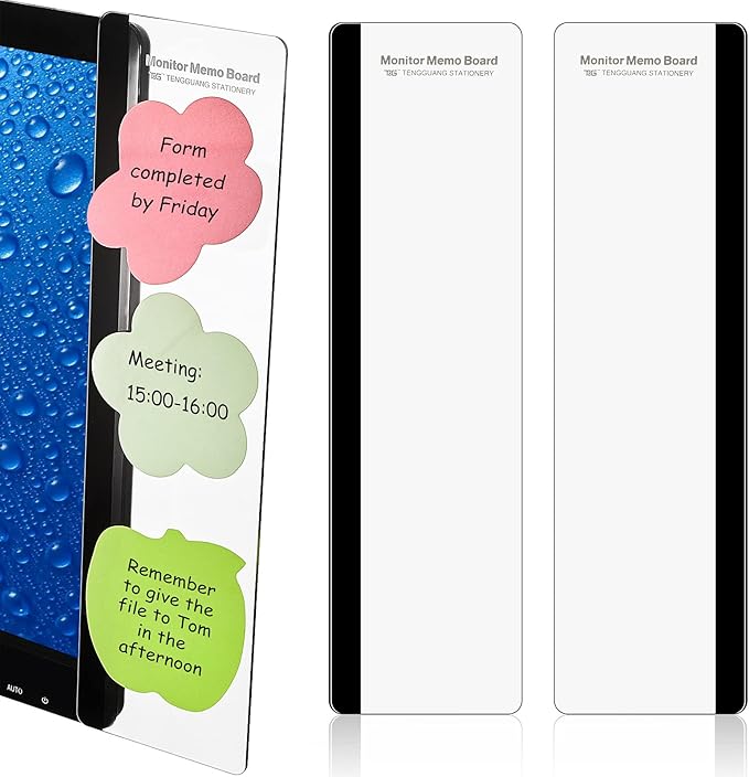 Zonon 8 Pieces Computer Monitor Notes Screen Monitor Memo Board Sticky Note Holder Message Board Computer Side Panel for Office Home Desktop Left and Right