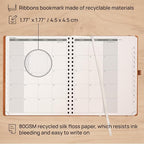 POPRUN 2026 Planner - 2026 Recycled Weekly Planner [Italian Regenrated Leather - Medium Size 8.5'' x 10.5''] - 2026 Weekly Planner with Hourly Schedule, Monthly Tabs-26-WERK7-BGY - Black Grey