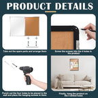 Cholemy Enclosed Bulletin Lockable Cork Case Notice Board 48 x 36 Inch Weatherproof Bulletin Board with Aluminum Frame Mounting Screws Outdoor for School Office Wall Display Pictures(Black)