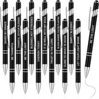 Zonon 12 Pcs Inspirational Pens Bulk Funny Ballpoint Pen with Stylus Tip Motivational Gifts for Valentine's Day Teacher Coworkers Nurse School Office Supplies(Black,Bible Style)
