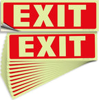 iSYFIX Exit Glow in the Dark Sign Stickers – 12 Pack 12x4 Inch – Photoluminescent Vinyl, Laminated for UV, Weather & Fade Resistance, Indoor & Outdoor for Business, School, Office, Warehouse