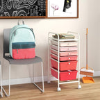 Giantex 6 Storage Drawer Cart Rolling Organizer Cart for Tools Scrapbook Paper Home Office School Multipurpose Mobile Utility Cart (Pink Gradient)